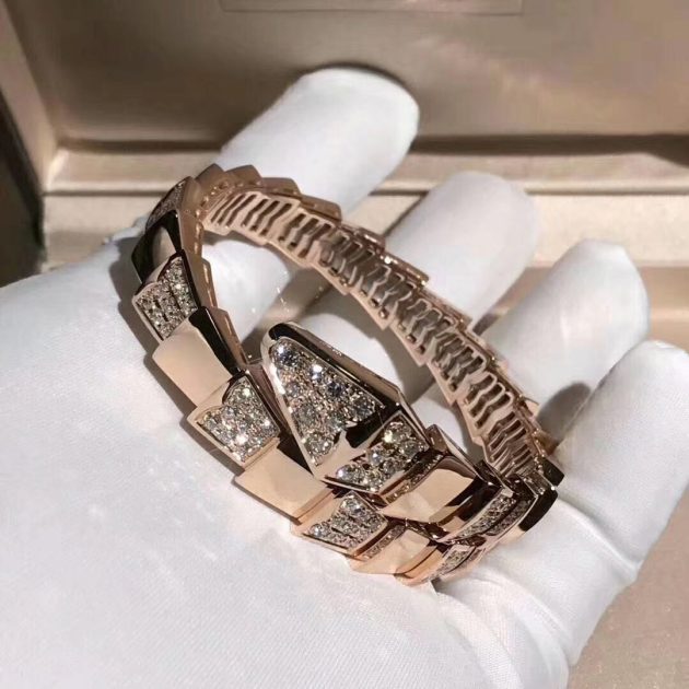 bulgari serpenti demi pave diamond one coil bracelet in 18kt rose gold br855312 620a2894bd01f