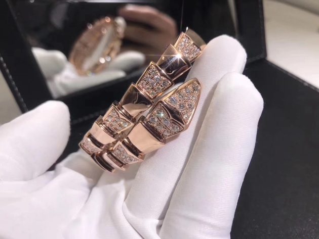 bulgari serpenti demi pave diamond one coil bracelet in 18kt rose gold br855312 620a289a8c0e7