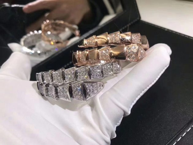 bulgari serpenti demi pave diamond one coil bracelet in 18kt rose gold br855312 620a28a4ee765