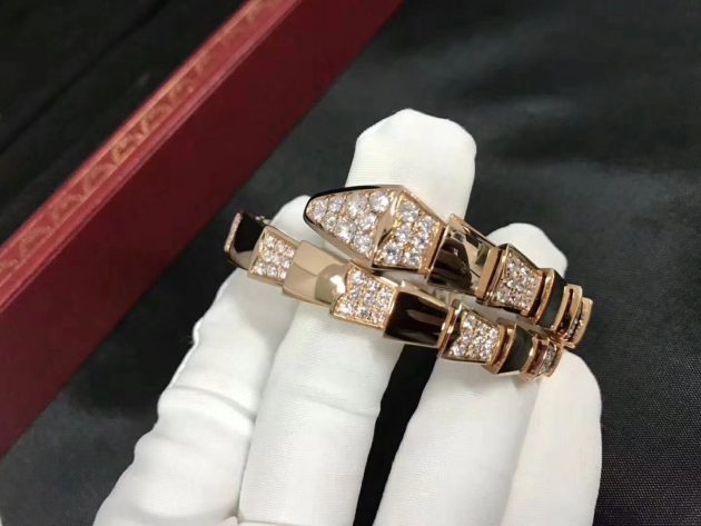 bulgari serpenti demi pave diamond one coil bracelet in 18kt rose gold br855312 620a28b3eb168