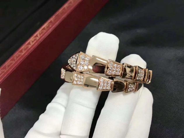 bulgari serpenti demi pave diamond one coil bracelet in 18kt rose gold br855312 620a28bb1dbf6