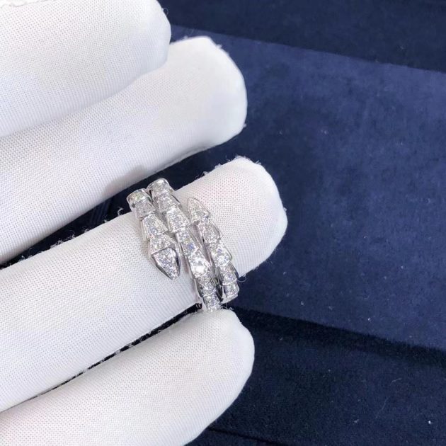bulgari serpenti viper two coil 18 kt white gold ring with pave diamonds 357268 620a05935fa5b