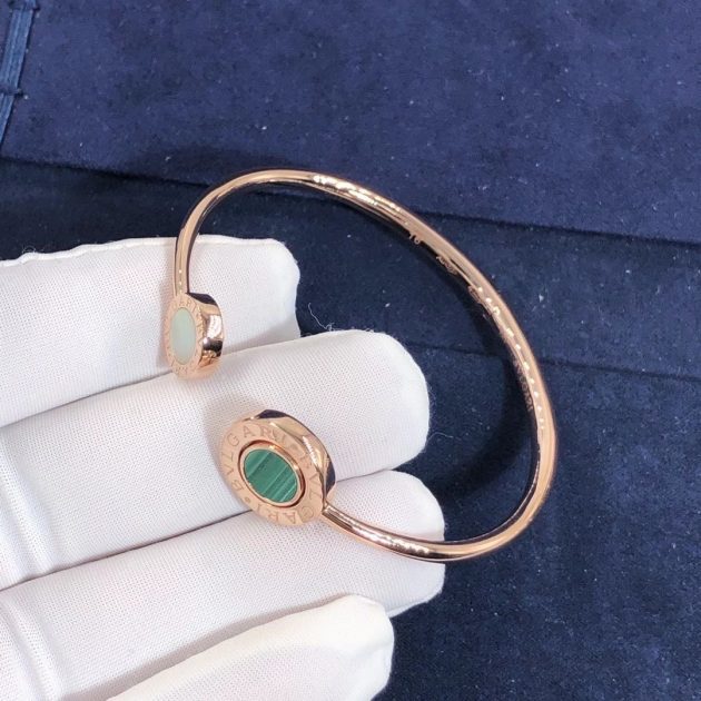 bvlgari bvlgari 18k rose gold mother of pearl malachite and black onyx flip bracelet 355274 620a0ef30dc19