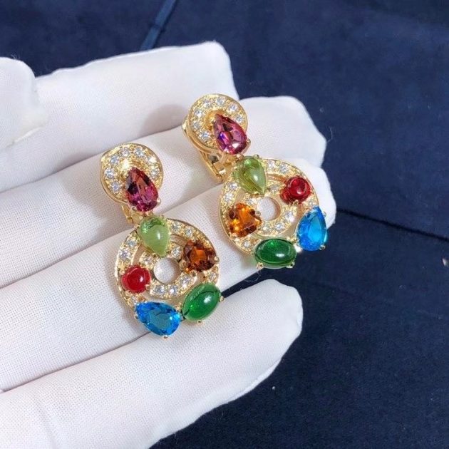 bvlgari cerchi 18kt yellow gold earrings set with blue topazes green tourmalines peridots citrine quartz rhodolite garnets and pave diamonds 620a1173a1df5