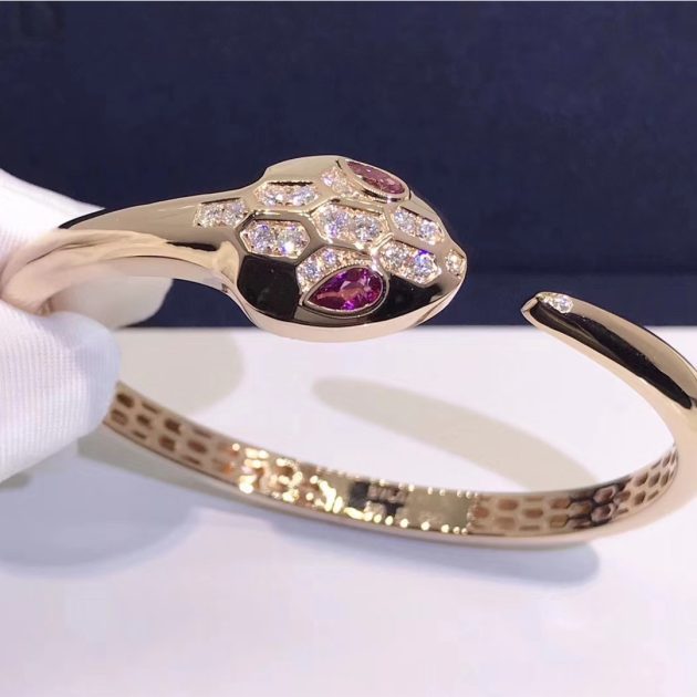 bvlgari serpenti bracelet in 18kt rose gold set with rubellite eyes and diamond 620a26d0033aa