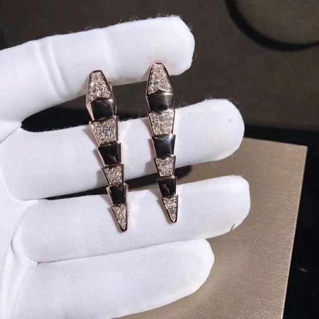 bvlgari serpenti earrings in 18 kt rose gold set with pave diamonds 620a13bbb0105