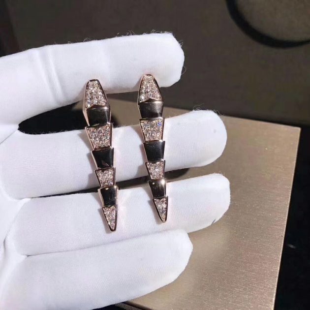 bvlgari serpenti earrings in 18 kt rose gold set with pave diamonds 620a13c36dc94