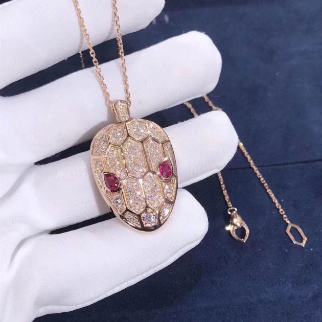 bvlgari serpenti necklace 18kt pink gold chain pendant with diamonds 620a2d8c3e6c0