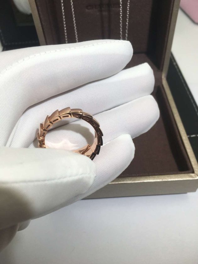 bvlgari serpenti one coil ring in 18kt rose gold set with pave diamonds on the head 620a1e2db1dd3