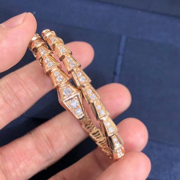 bvlgari serpenti one coil slim bracelet in 18kt rose gold with full pave diamonds 620a13423aa1f