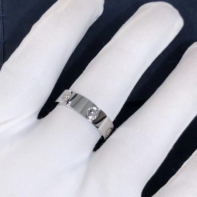 cartier 18k white gold 3 diamonds love ring b4032500 6209c3c54c843