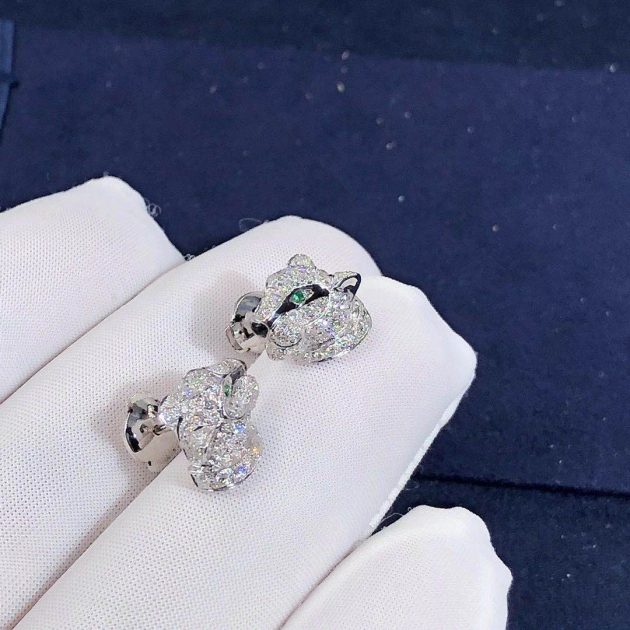 cartier 18k white gold panthere de cartier diamond emerald and onyx earrings n8050700 6209ae3f9a51c
