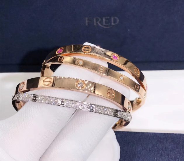 cartier cross love bracelet in 18k pink gold and white gold pave diamonds n6039217 6209c9eeda01c