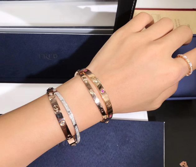 cartier cross love bracelet in 18k pink gold and white gold pave diamonds n6039217 6209ca0010287