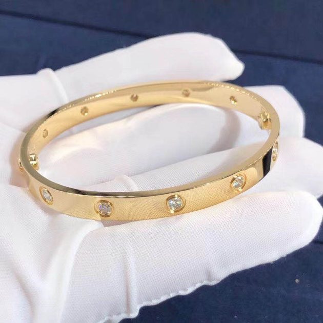 cartier love 10 diamond 18k yellow gold bracelet b6040717 6209d2400afd8