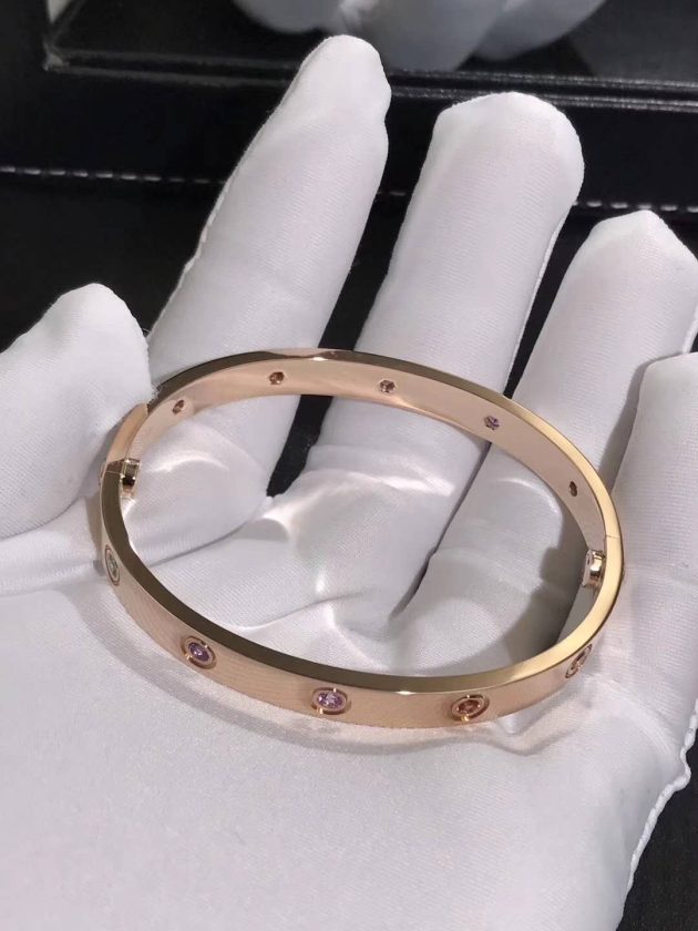 cartier love bracelet 18k pink gold set 10 gemstones 6209d1170b25e