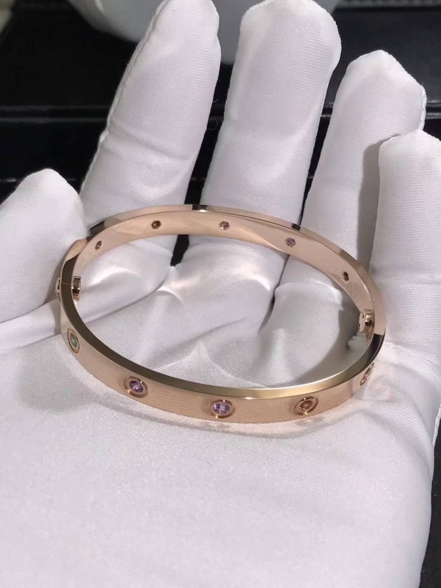 cartier love bracelet 18k pink gold set 10 gemstones 6209d11baa830