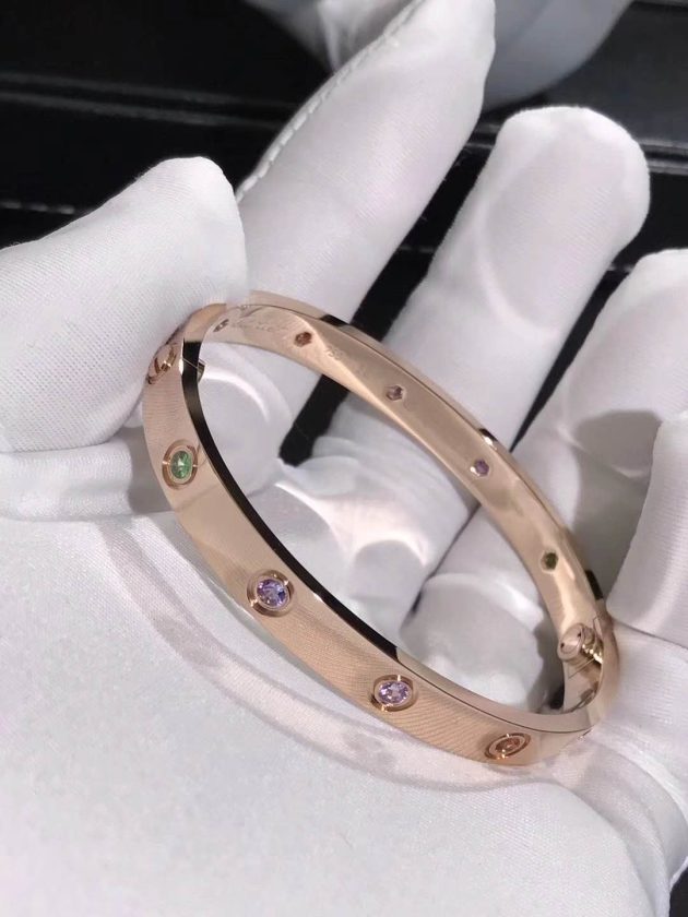 cartier love bracelet 18k pink gold set 10 gemstones 6209d11fa38ec