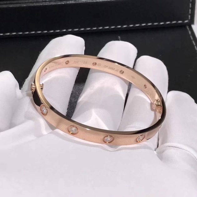 cartier love bracelet 18k pink gold with 10 diamonds b6040617 6209c945650d4