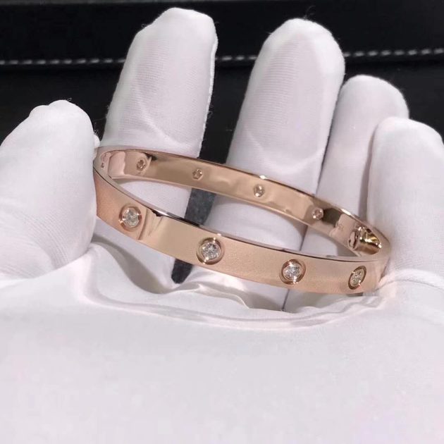 cartier love bracelet 18k pink gold with 10 diamonds b6040617 6209c947cfd58