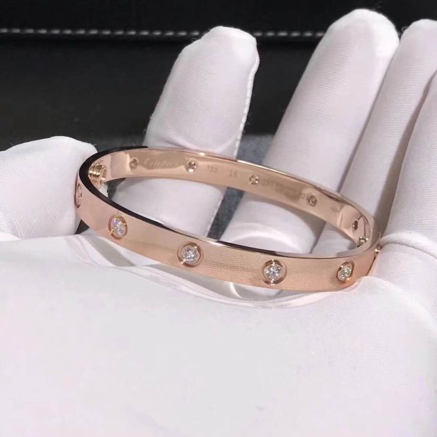 cartier love bracelet 18k pink gold with 10 diamonds b6040617 6209c94d2a26e