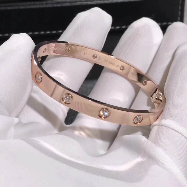 cartier love bracelet 18k pink gold with 10 diamonds b6040617 6209c94f917fd