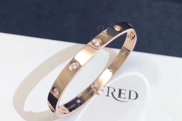 cartier love bracelet 18k pink gold with 10 diamonds b6040617 6209c9566aeaa