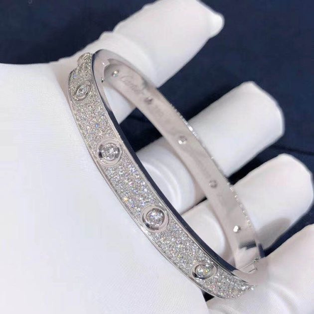cartier love bracelet 18k white gold diamond paved 6209d0075b5f6