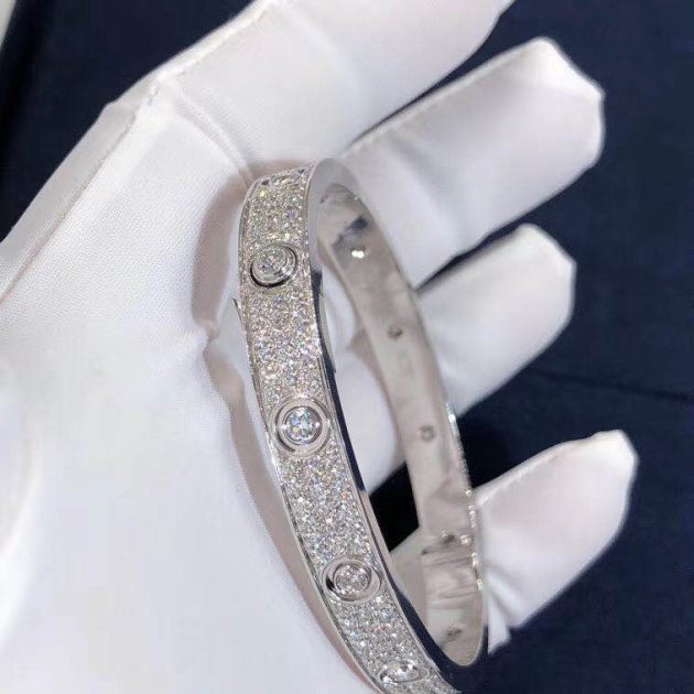 cartier love bracelet 18k white gold diamond paved 6209d00993d3c