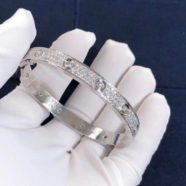 cartier love bracelet 18k white gold diamond paved 6209d00cd8576