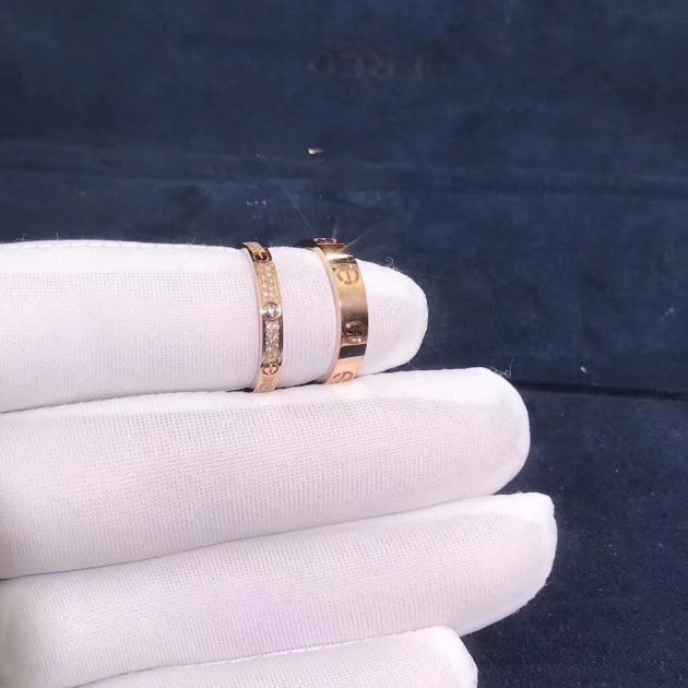 cartier love ring 2 6mm band small model 18k pink gold pave diamonds b4218100 6209bc44ca3bd