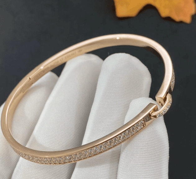 chaumet liens evidence 18k pink gold diamond paved bracelet 083555 620a661e2484f
