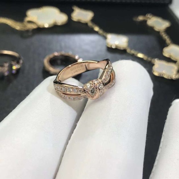 chaumet liens seduction 18ct pink gold diamond bow ring 620a86c24ee7d