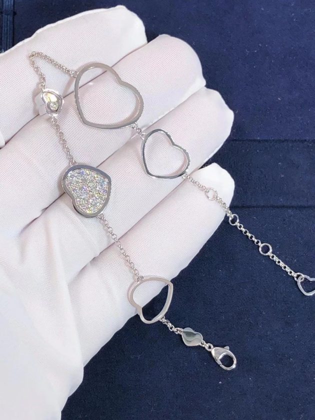 chopard happy hearts 18k white gold diamond bracelet 620a4edd5254c
