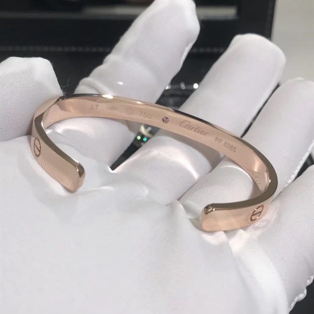 custom 18k pink gold 1 rose sapphire open cuff cartier love bracelet b6030017 6209bbc91606e