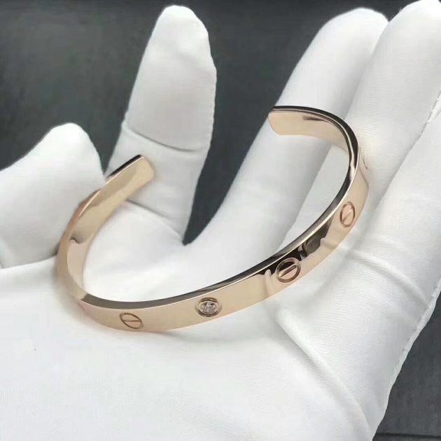 custom 18k rose gold 1 diamond cartier love open cuff bracelet 6209ba5a1419a