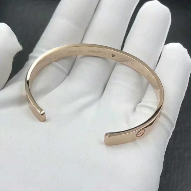 custom 18k rose gold 1 diamond cartier love open cuff bracelet 6209ba5da14e7