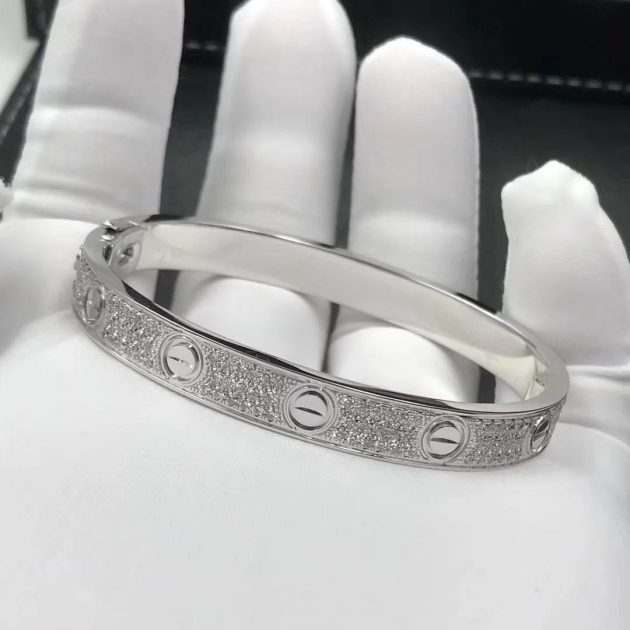 custom 18k white gold cartier love bracelet with 204 diamond paved n6717617 6209bd1c37593