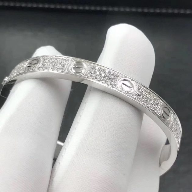 custom 18k white gold cartier love bracelet with 204 diamond paved n6717617 6209bd1f16e70