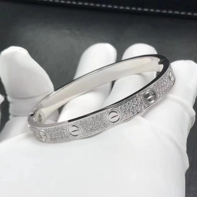 custom 18k white gold cartier love bracelet with 204 diamond paved n6717617 6209bd22dccae