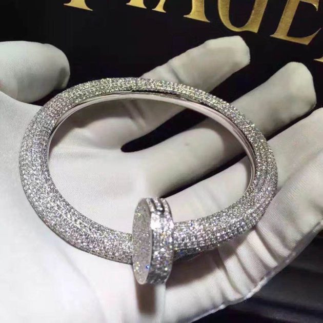 custom cartier juste un clou fully diamond paved bracelet extra large model in 18k white gold hp601192 6209b954a2164