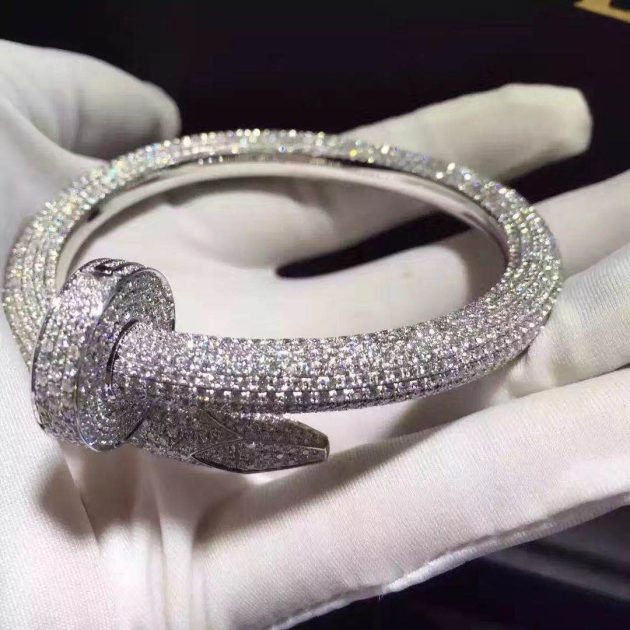 custom cartier juste un clou fully diamond paved bracelet extra large model in 18k white gold hp601192 6209b95b066ef