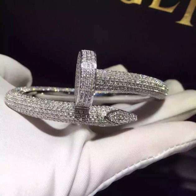 custom cartier juste un clou fully diamond paved bracelet extra large model in 18k white gold hp601192 6209b95ea2778