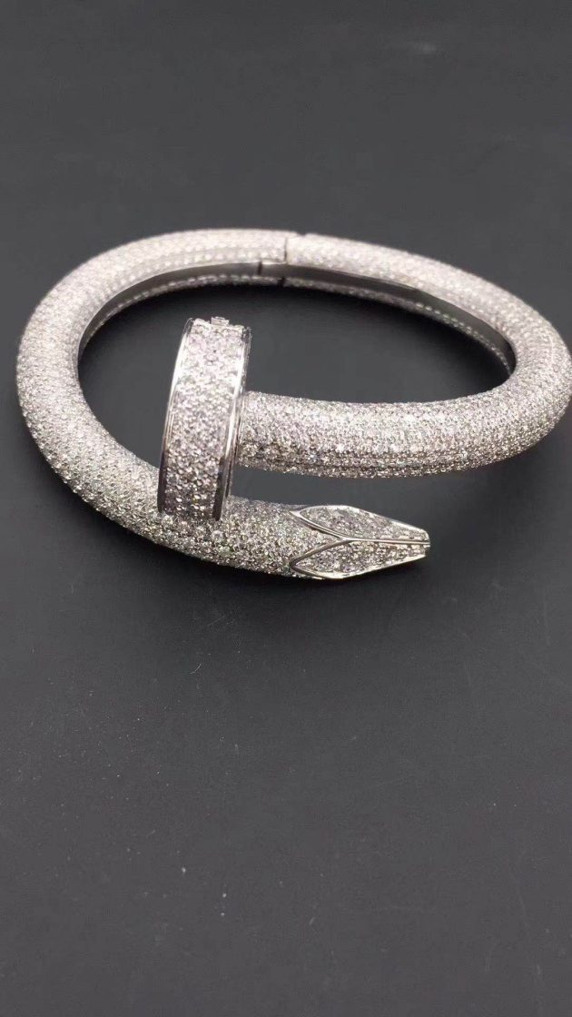 custom cartier juste un clou fully diamond paved bracelet extra large model in 18k white gold hp601192 6209b96b71b45