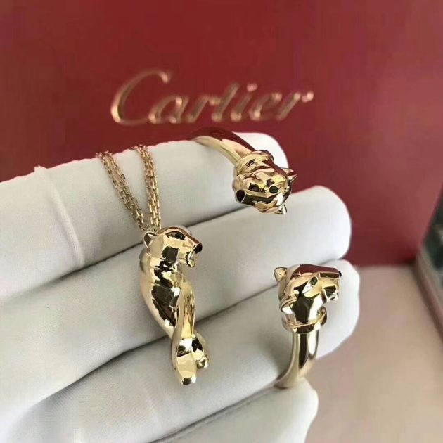 custom cartier panthere de cartier tsavorite onyx 18k yellow gold two head panthere open bracelet n6706117 6209b8f8b7278