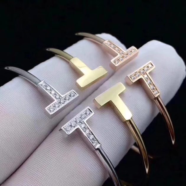 custom made 18k gold tiffany t wire bracelet with diamond 6209f7a23d492