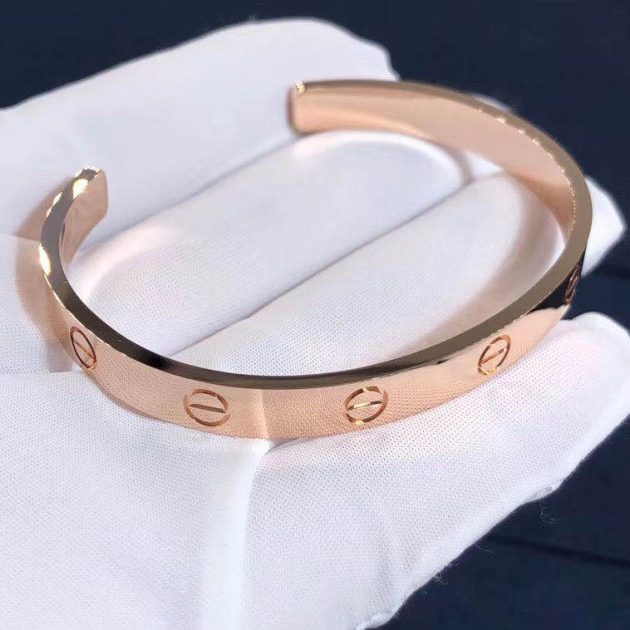 custom made 18k pink gold cartier open cuff love bracelet b6032617 6209c06ca6d60