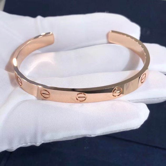 custom made 18k pink gold cartier open cuff love bracelet b6032617 6209c06f11f32