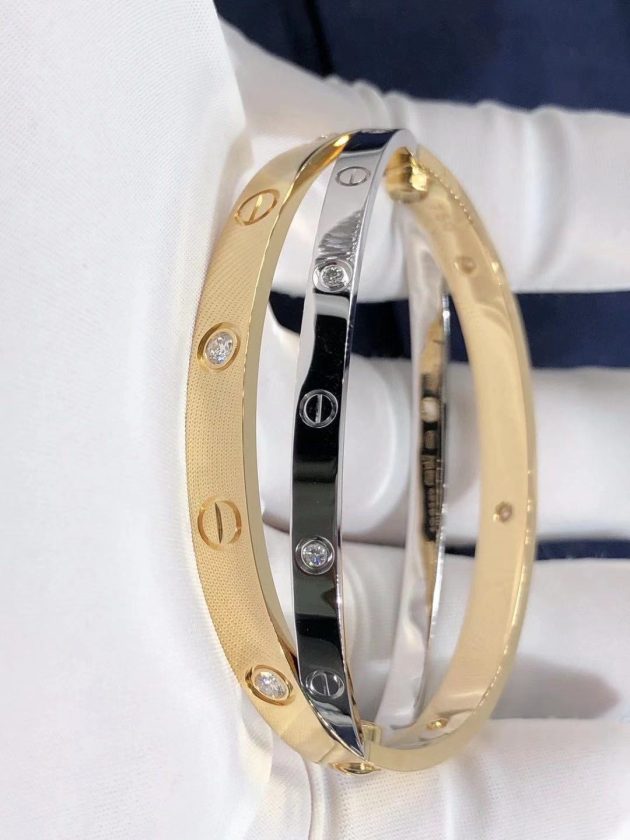 custom made 18k yellow gold and white gold with 12 diamond cartier love bracelet 6209ace359969