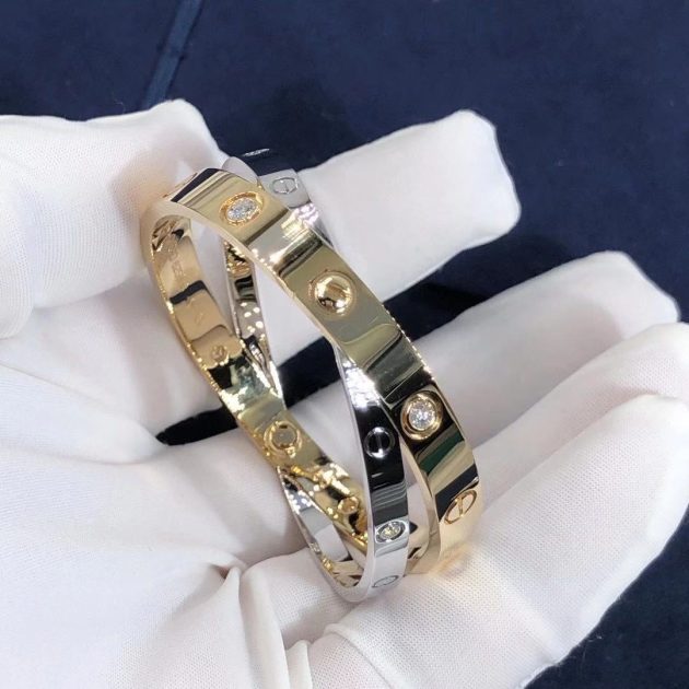 custom made 18k yellow gold and white gold with 12 diamond cartier love bracelet 6209aceae893c